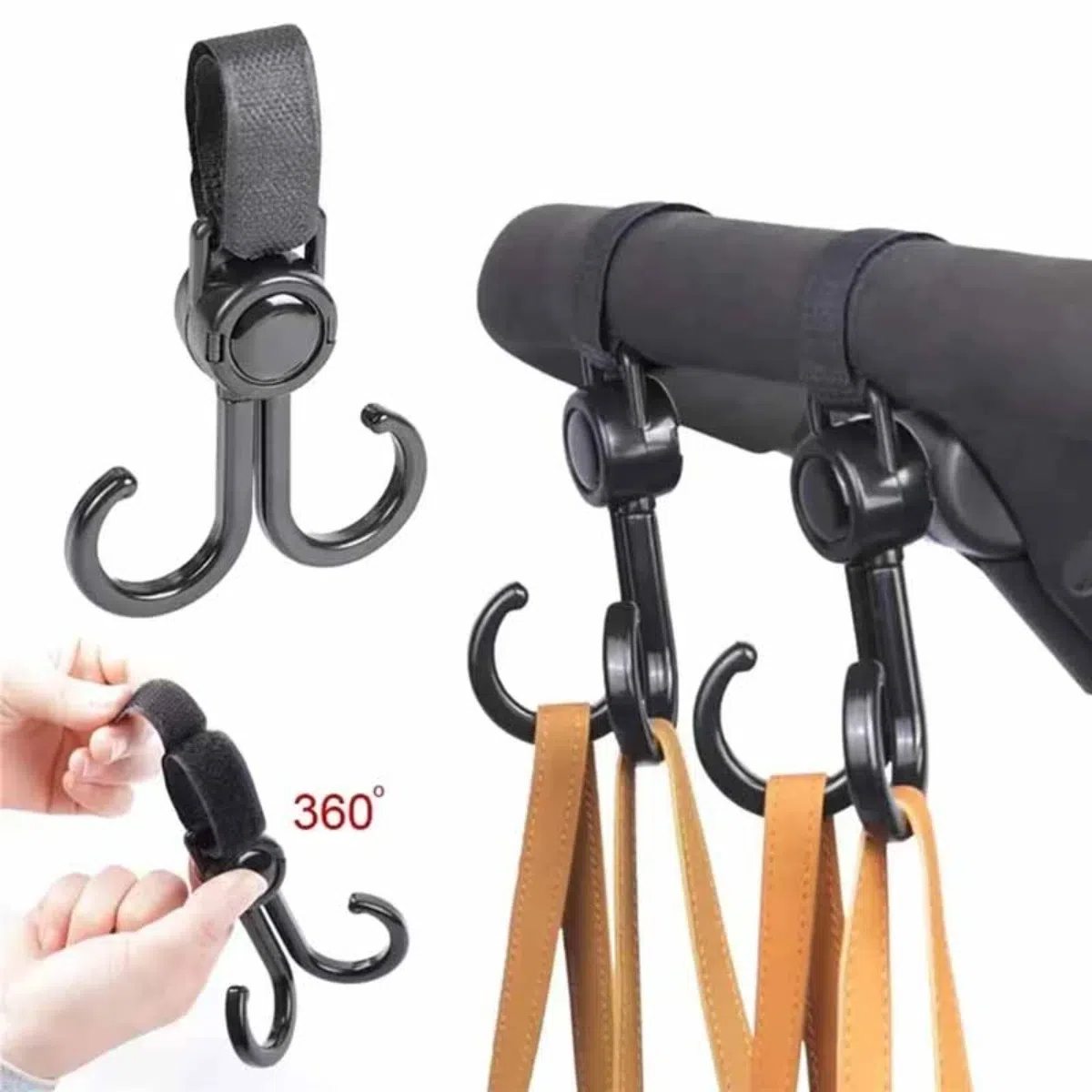 Travel Accessories Shops - Rotatable Double Hooks Baby Stroller Travel