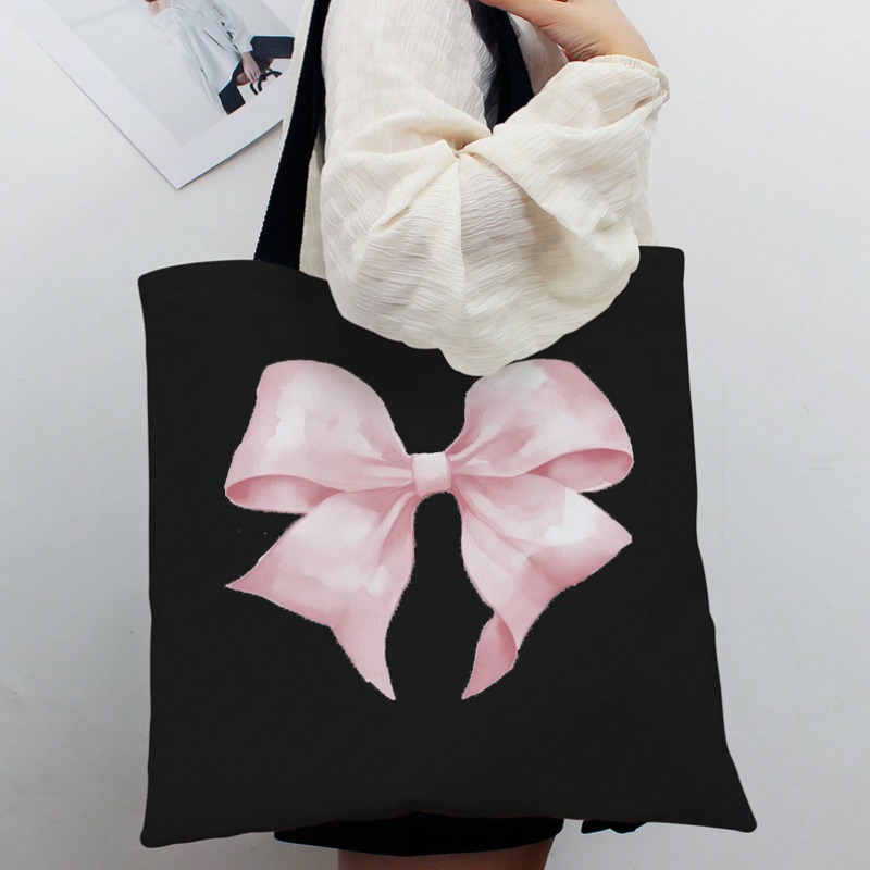 Travel Accessories Tech - ROMWE Kawaii Bow Pattern Canvas Shoulder