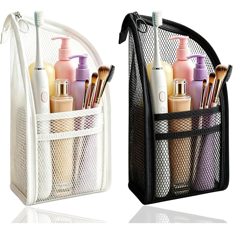 Travel Packing Accessories - Mesh Toiletry Bag Breathable Quick Dry
