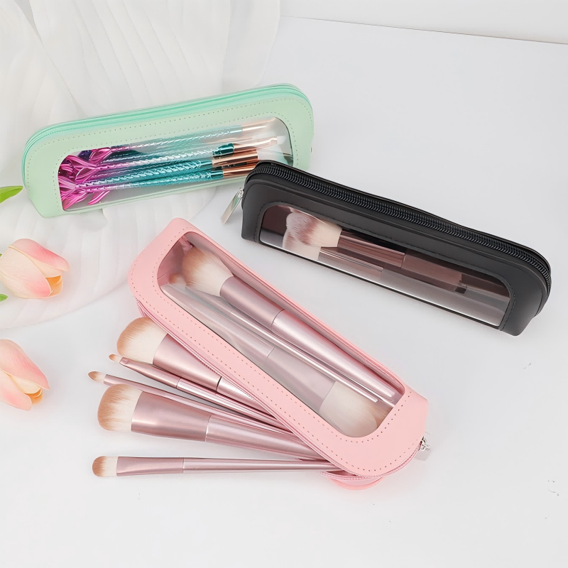 Travel Accessories Pouch - Small Clear PU Leather Travel Makeup