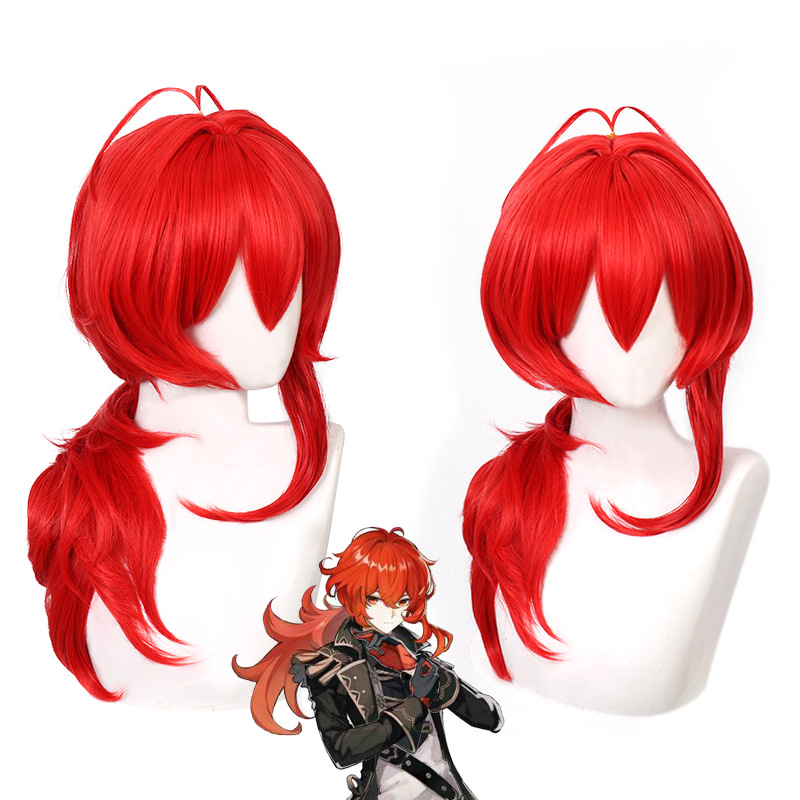Travel Accessories For Men - Genshin Impact Diluc Cosplay Wig Traveler
