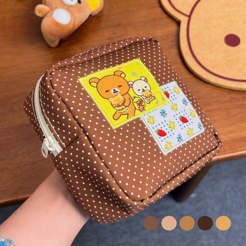 Travel Accessories Pouch - Rilakkuma Dot Pattern Makeup Bag Cute