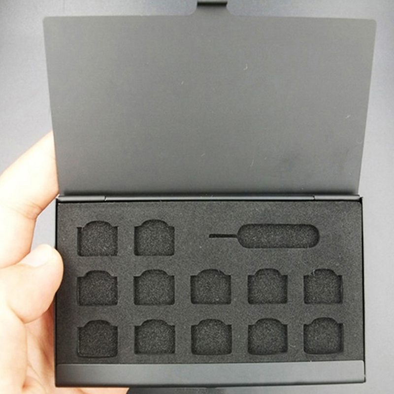 Sim Card Holder Case - New 12-Slots-NANO+1-Slot-Card-Pin Aluminum Portable SIM Micro