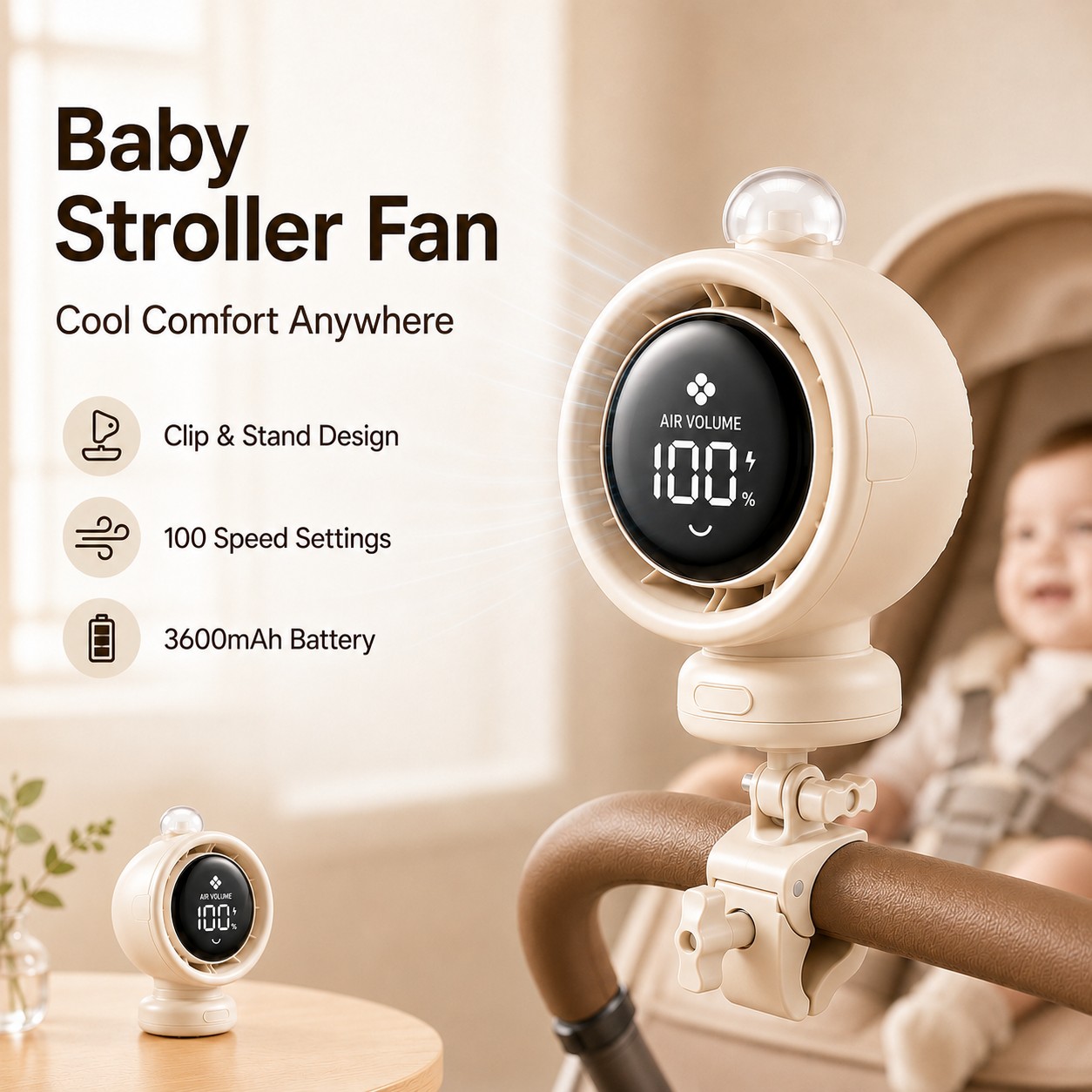 Car Seat Travel Bag - 2026 New Portable Stroller Fan with