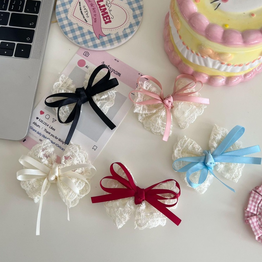 2pcs/set Cute Lace Bow Hair Cl - Travel Accessories With Kids recension och pris