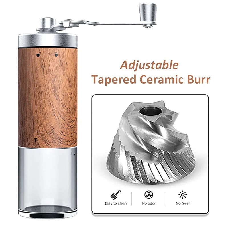 Portable Wood Grain Hand Coffe - Travel Kitchen Accessories recension och pris