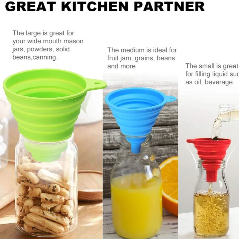 1PCS Foldable Funnel Silicone  - Travel Kitchen Accessories recension och pris