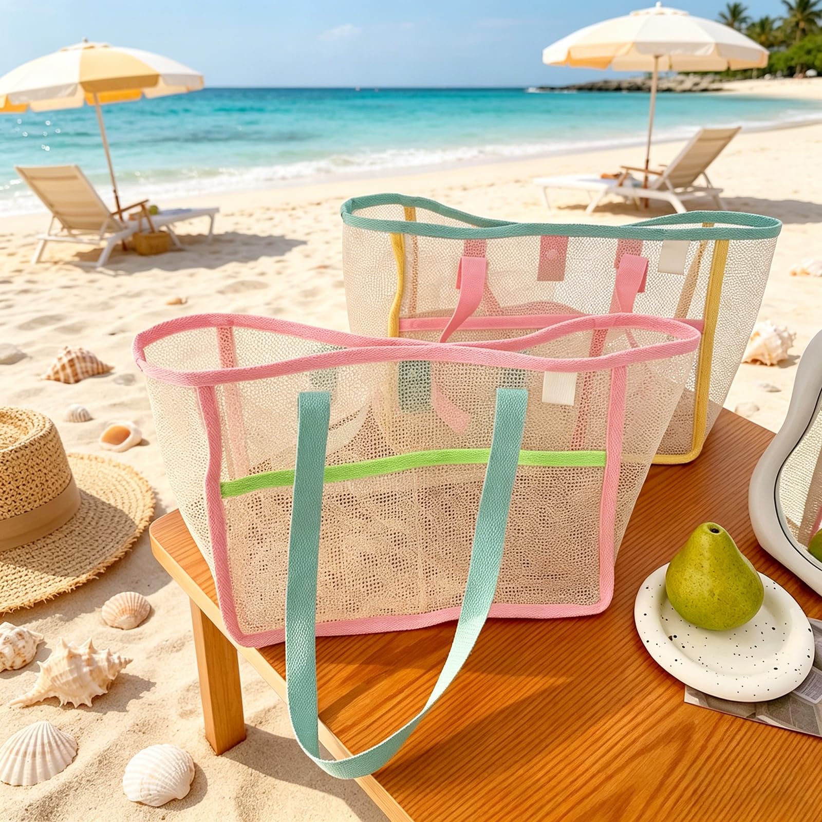 Beach Bags for Women Colorful  - Travel Accessories Pouch recension och pris