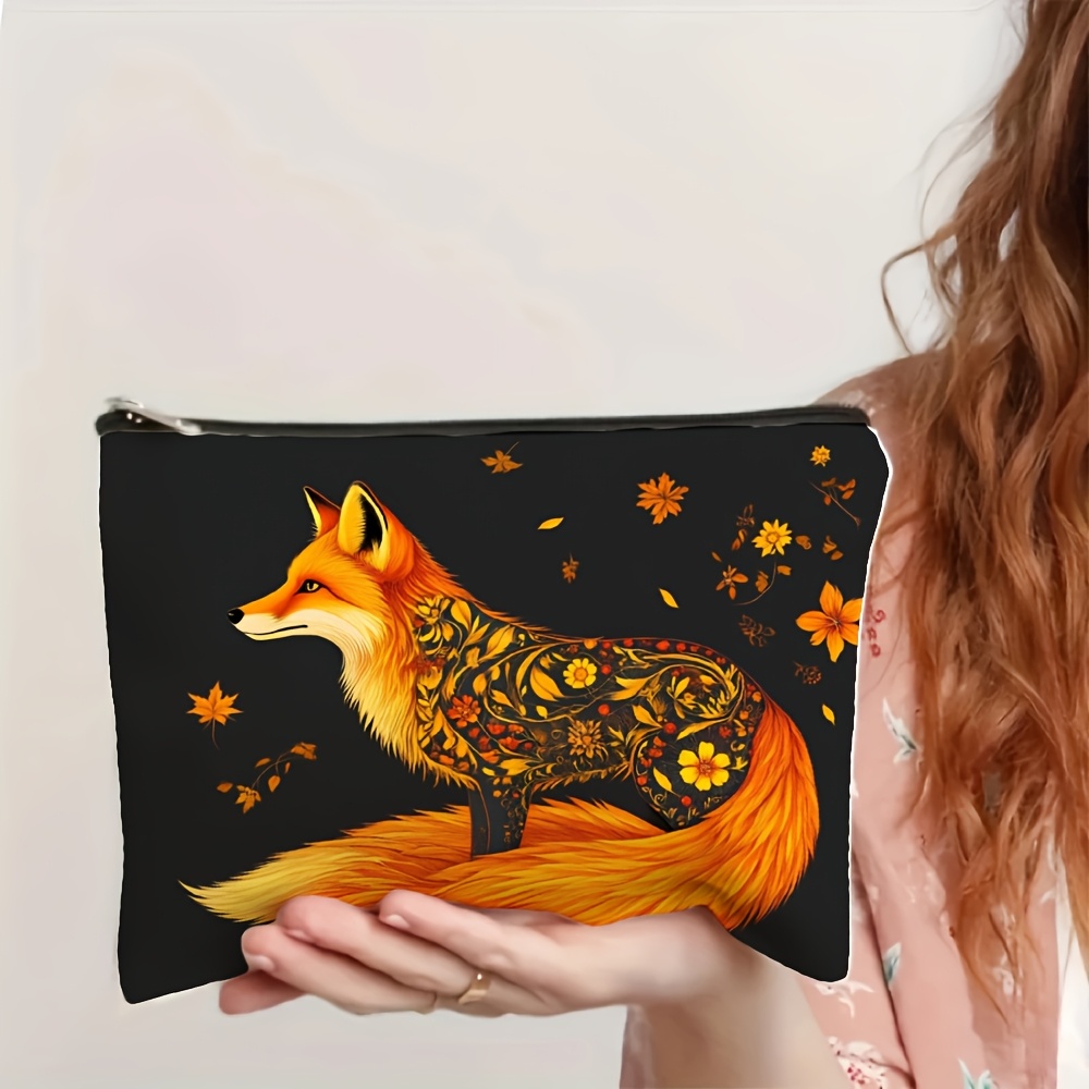 A Fox and Floral Pattern Makeu - Travel Accessories Pouch recension och pris