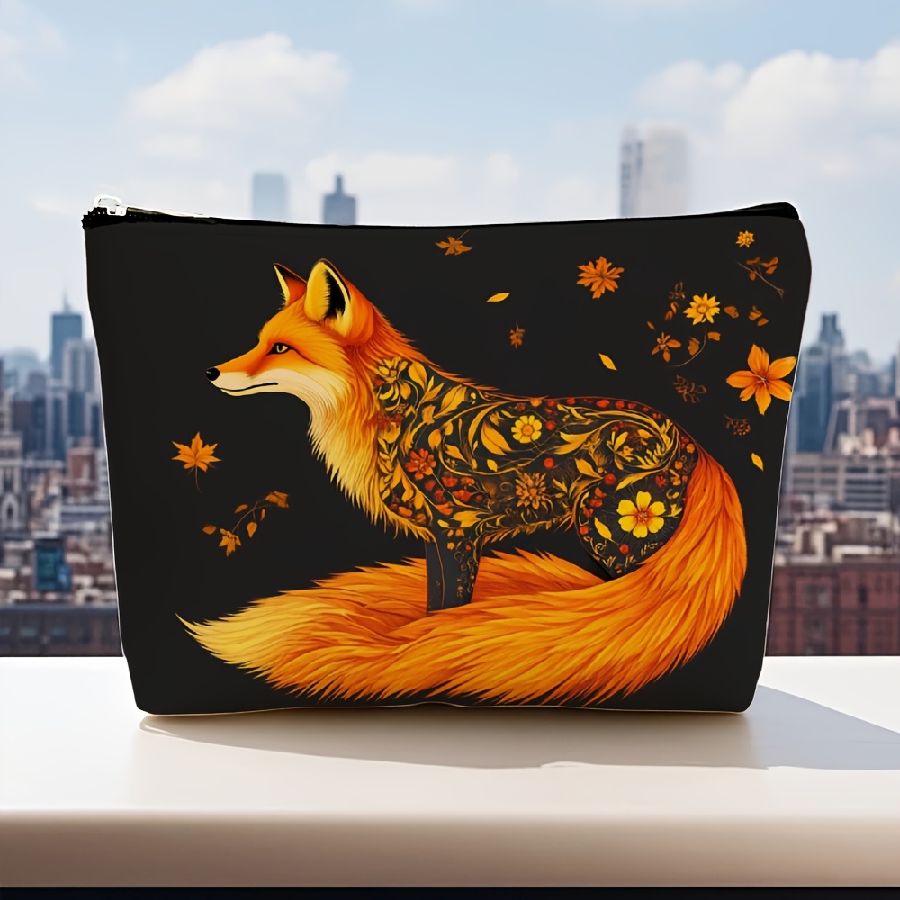 A Fox and Floral Pattern Makeu - Travel Accessories Pouch recension och pris