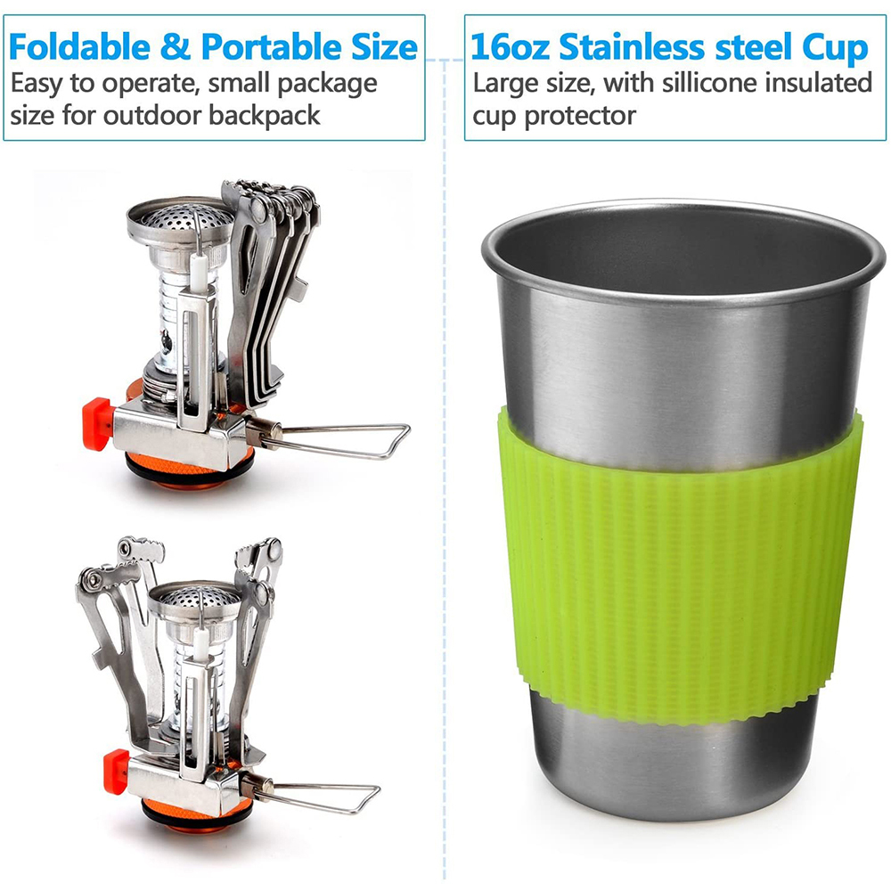 Camping Cookware Kit with Stov - Travel Kitchen Accessories recension och pris
